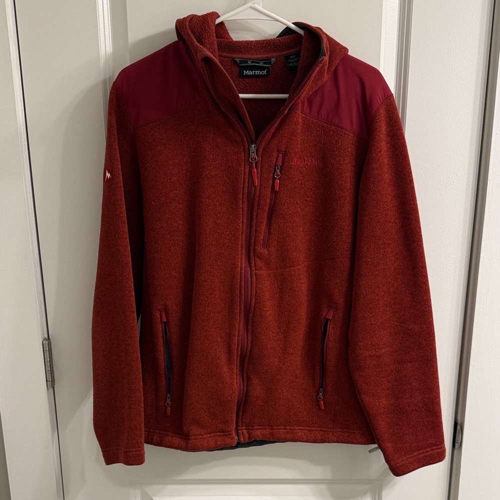 Marmot Deep Red Hooded Fleece Jacket